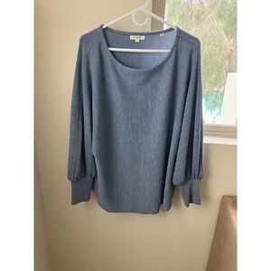MAX STUDIO LONDON Blue Heathered Knit Dolman Sleeve Top Plus Size 2X